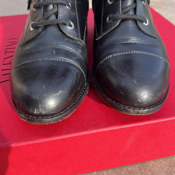 VALENTINO FLOWER COMBAT MOTO BOOTS BLACK 8 - Picture 9 of 14